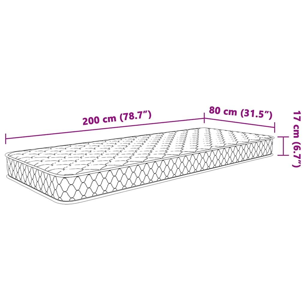 vidaXL Στρώμα με Αφρό Μνήμης Λευκό 80x200x17 εκ.