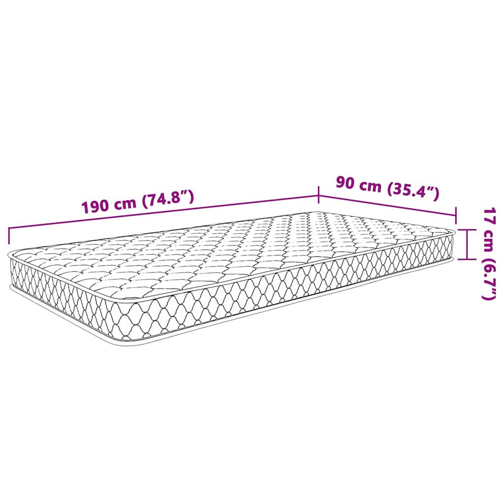 vidaXL Στρώμα με Αφρό Μνήμης Λευκό 90x190x17 εκ.