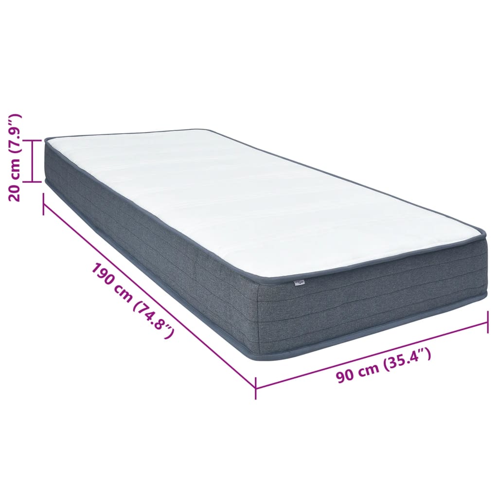 vidaXL Στρώμα Boxspring 190x90x20 εκ. Υφασμάτινο