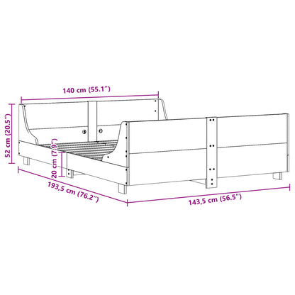 vidaXL Σκελετός Κρεβ. Χωρίς Στρώμα Λευκό 140x190 εκ Μασίφ Πεύκο