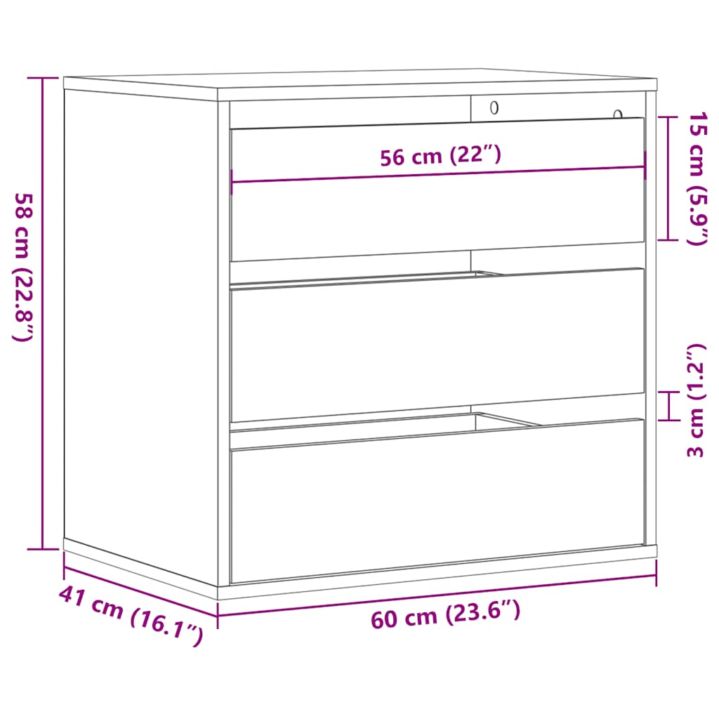 vidaXL Συρταριέρα Γωανική Λευκή 60x41x58 εκ. από Επεξεργασμένο Ξύλο