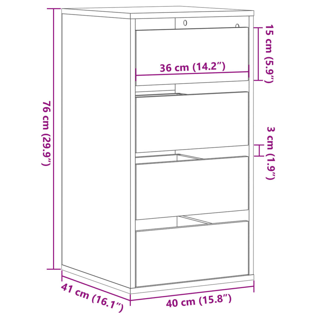 vidaXL Συρταριέρα Γωανική Λευκή 40x41x76 εκ. από Επεξεργασμένο Ξύλο