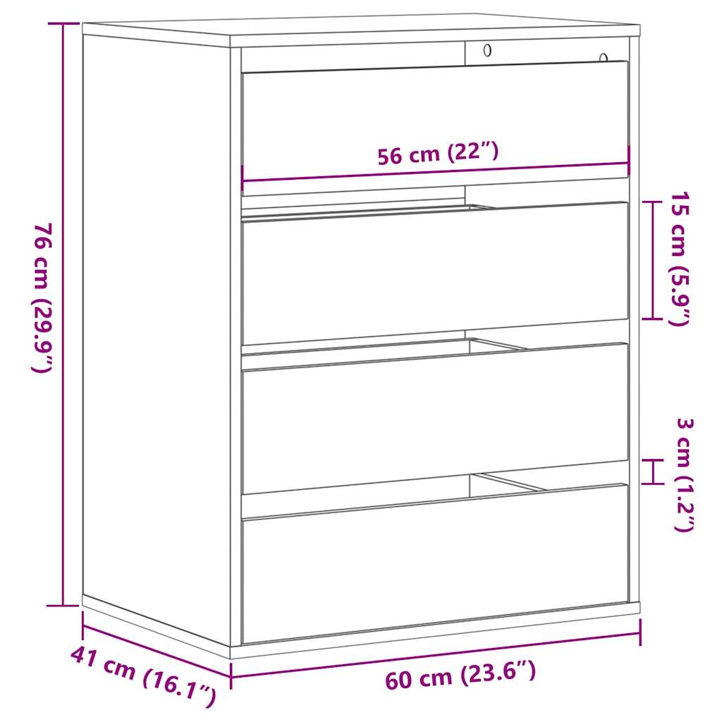 vidaXL Συρταριέρα Γωανική Λευκή 60x41x76 εκ. από Επεξεργασμένο Ξύλο