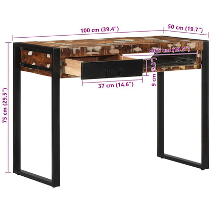 Γραφείο vidaXL Πολύχρωμο 100x50x75 cm από Στερεό Αναγεννημένο Ξύλο