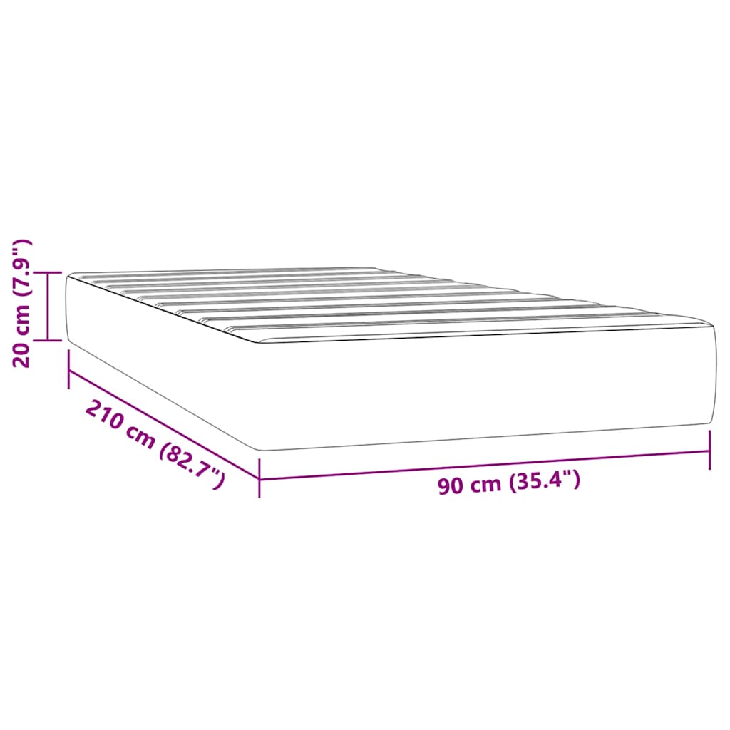 vidaXL Στρώμα με Pocket Springs Μαύρο 90x210x20 εκ. Βελούδινο