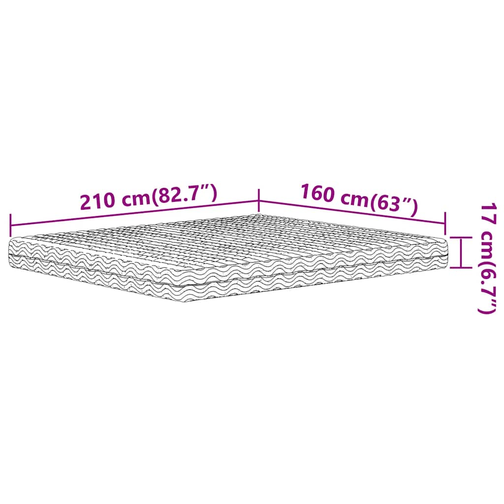 vidaXL Στρώμα Αφρού Σκληρότητα H2 H3 Λευκό 160x210 εκ.