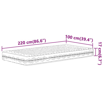 vidaXL Στρώμα Αφρού Σκληρότητα H2 H3 Λευκό 100x220 εκ.