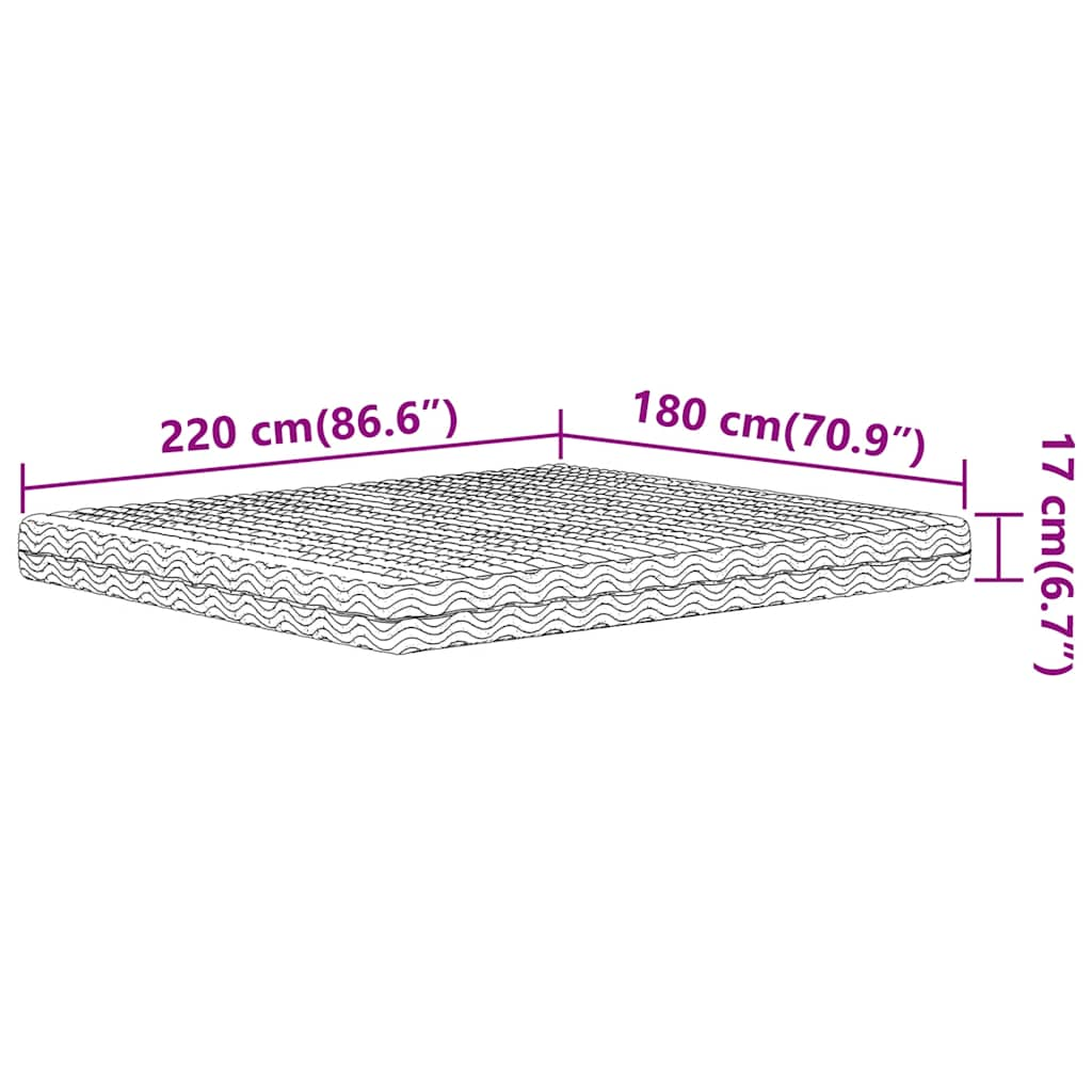 vidaXL Στρώμα Αφρού Σκληρότητα H2 H3 Λευκό 180x220 εκ.