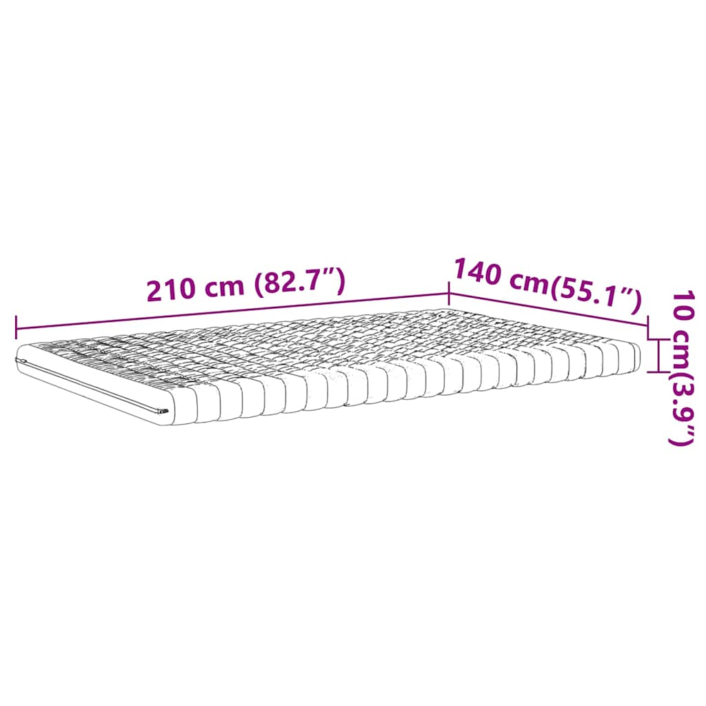 vidaXL Στρώμα Αφρού 7 Ζωνών Σκληρότητα 20 ILD Λευκό 140x210 εκ.