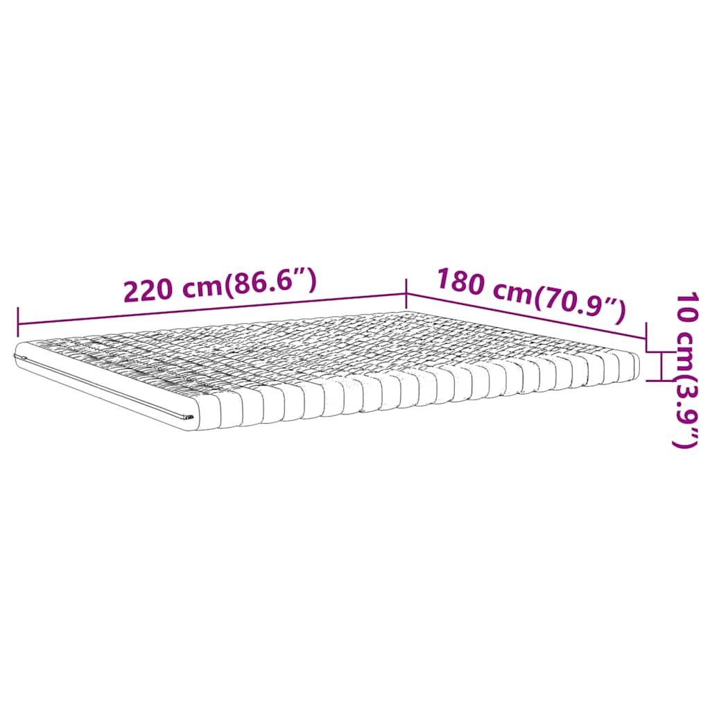 vidaXL Στρώμα Αφρού 7 Ζωνών Σκληρότητα 20 ILD Λευκό 180x220 εκ.