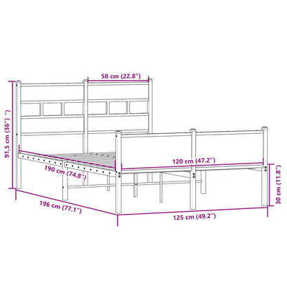 vidaXL Πλαίσιο Κρεβατιού Χωρ. Στρώμα Sonoma Δρυς 120x190 εκ Επ. Ξύλο