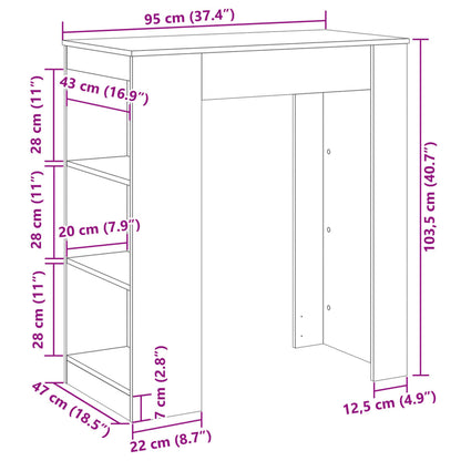 vidaXL Τραπέζι Μπαρ με Ράφια Μαύρο 95x47x103,5 εκ.