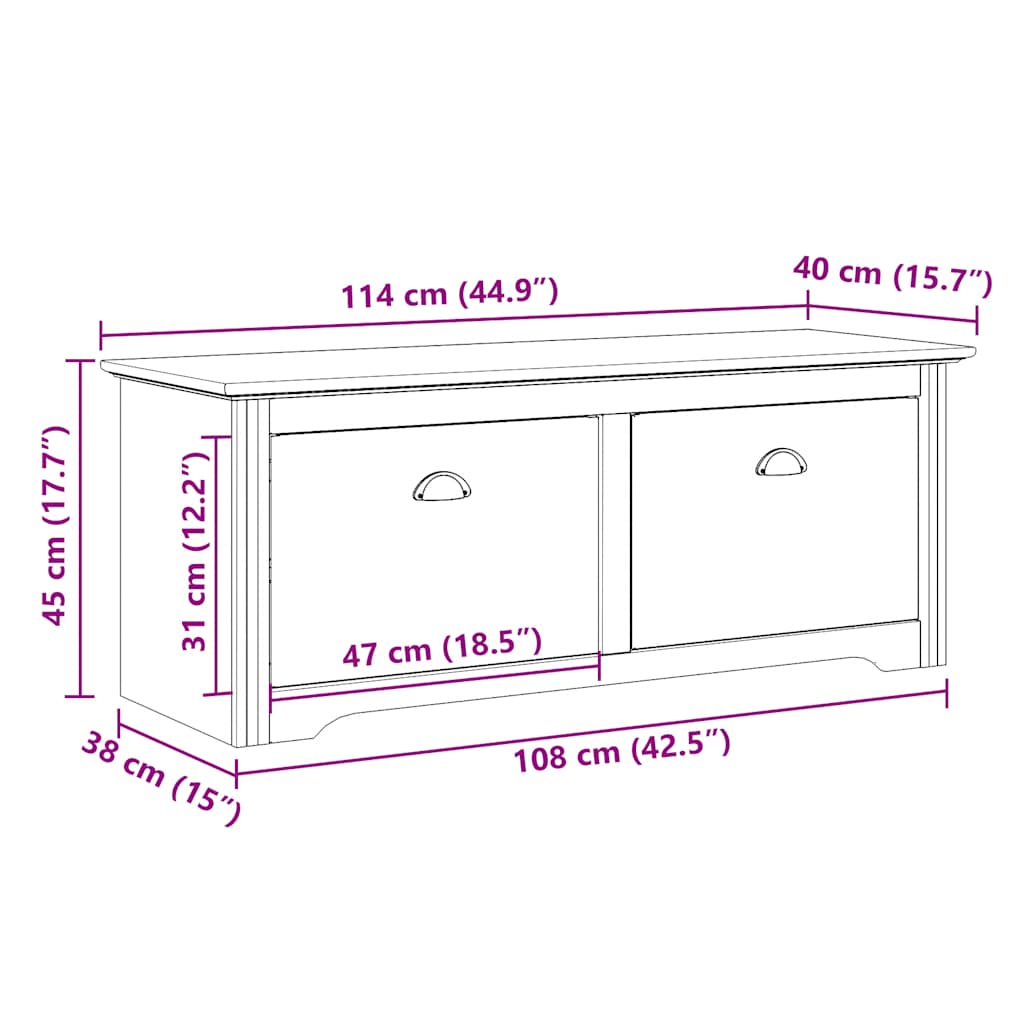 Πάγκος διαδρόμου vidaXL BODO Λευκό και καφέ 114x40x45 cm