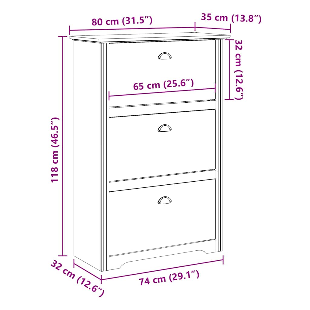 Ράφι παπουτσιών vidaXL BODO Γκρι 80x35x118 cm