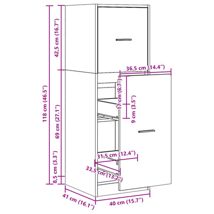 vidaXL Συρταριέρα Γενικής Χρήσης Μαύρο 40x41x118 εκ. Επεξ. Ξύλο