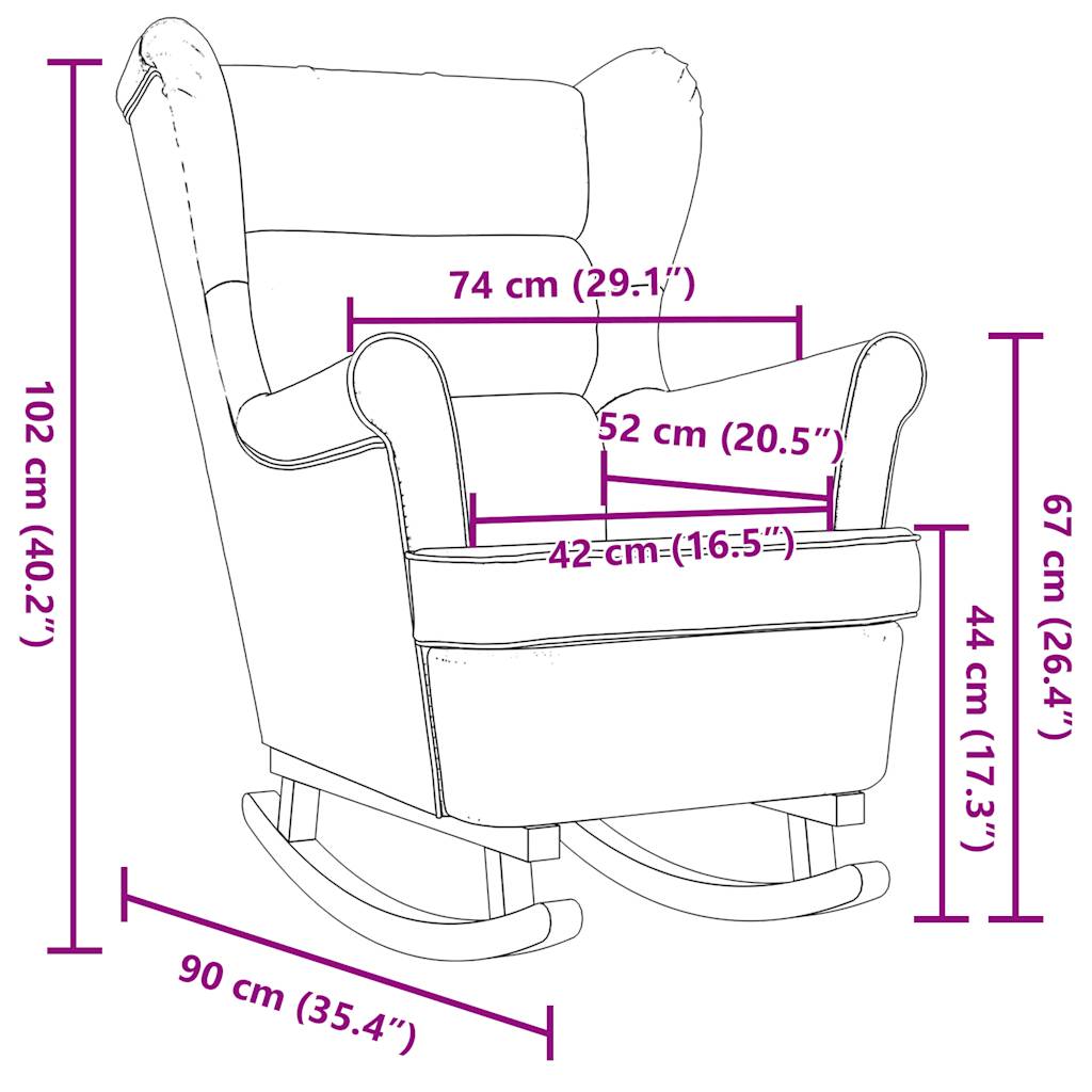 vidaXL Κουνιστή καρέκλα ανοιχτό γκρι 74x90x102 cm Ύφασμα