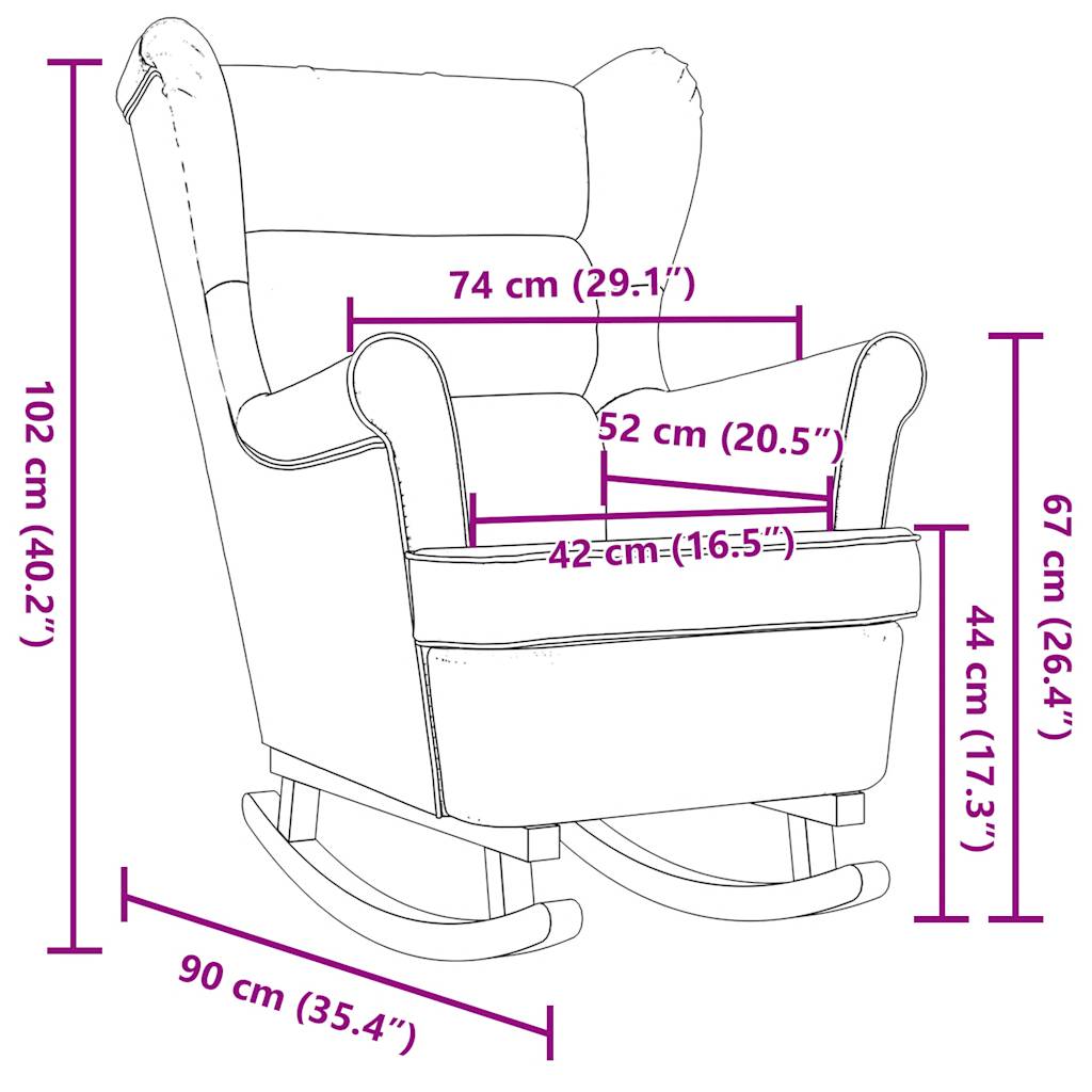 vidaXL Κουνιστή καρέκλα Μαύρη 74x90x102 cm Ύφασμα