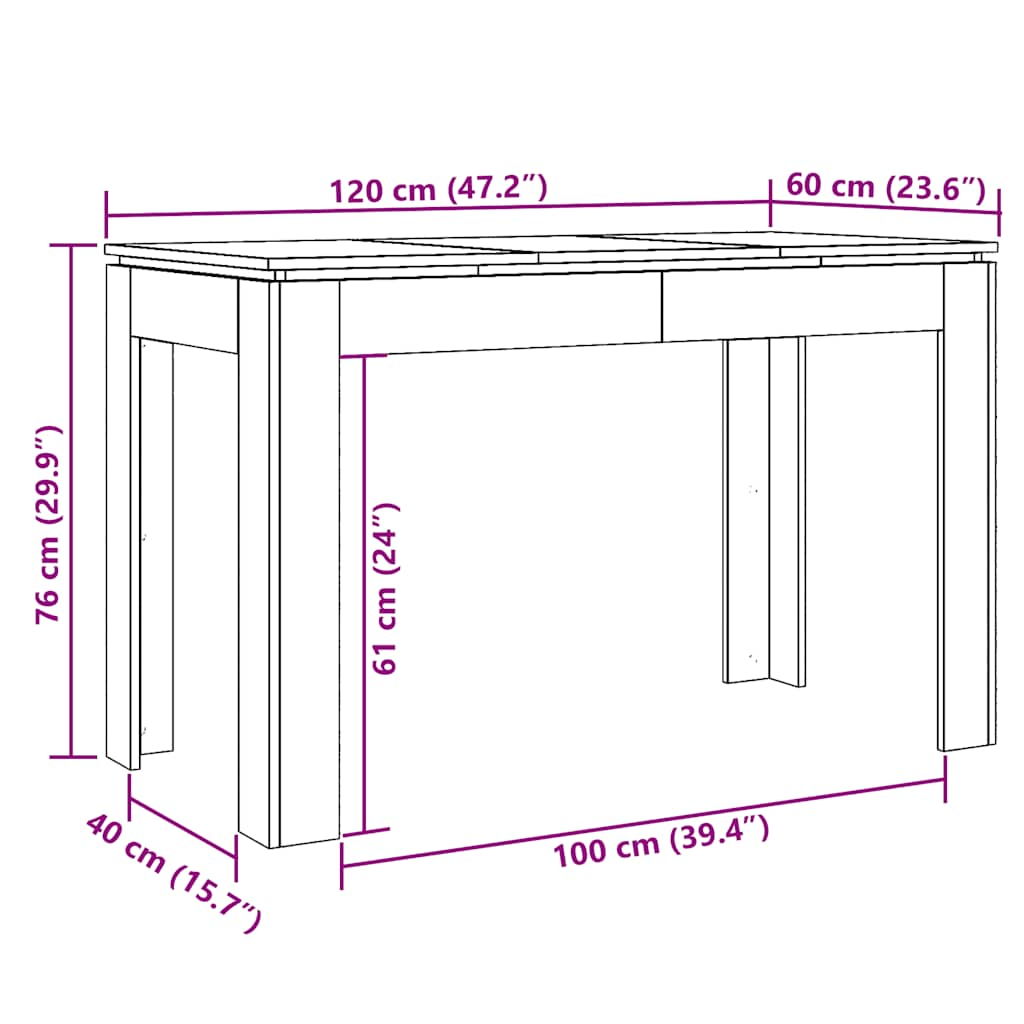 vidaXL Τραπεζαρία Παλιό Ξύλο 120 x 60 x 76 εκ.