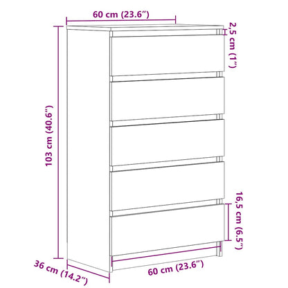 vidaXL Συρταριέρα Όψη Παλαιού Ξύλου 60x36x103 εκ. Επεξεργασμένο Ξύλο