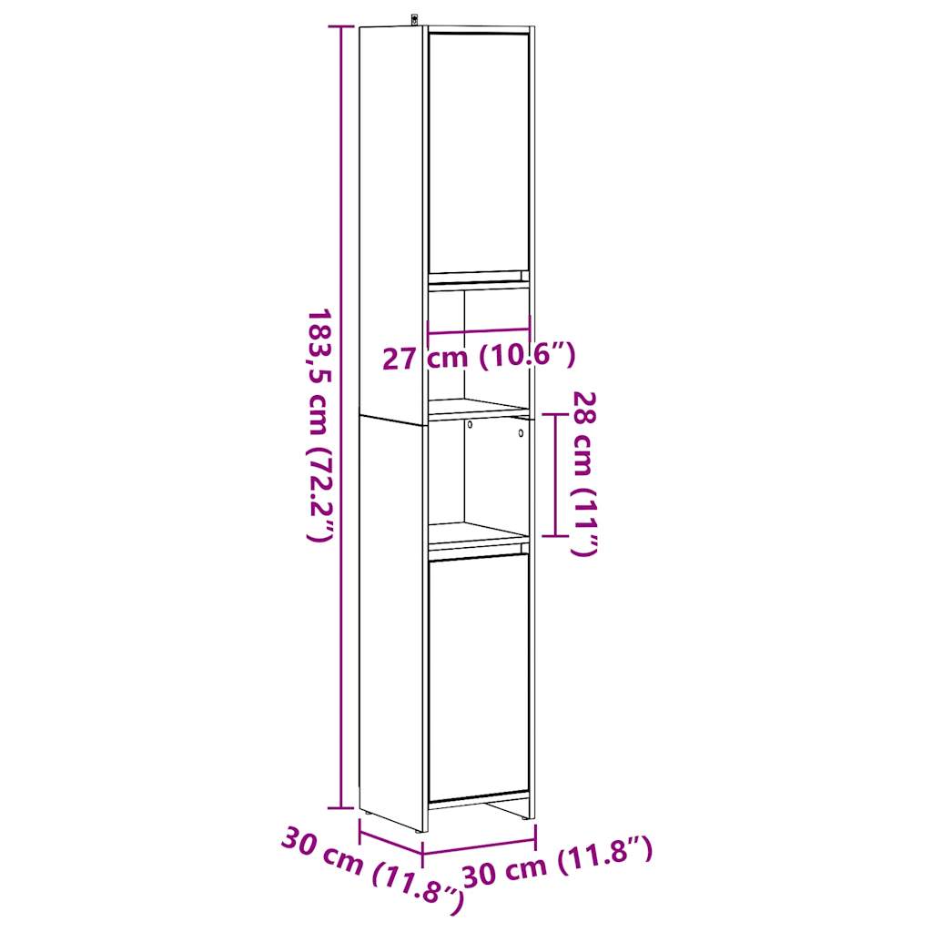 vidaXL Στήλη Μπάνιου Παλιό Ξύλο 30 x 30 x 183,5 εκ. από Μοριοσανίδα