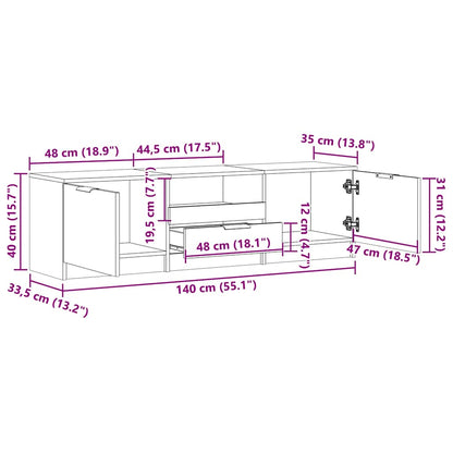 vidaXL Έπιπλο Τηλεόρασης Παλιό Ξύλο 140x35x40 εκ. Επεξεργασμένο Ξύλο