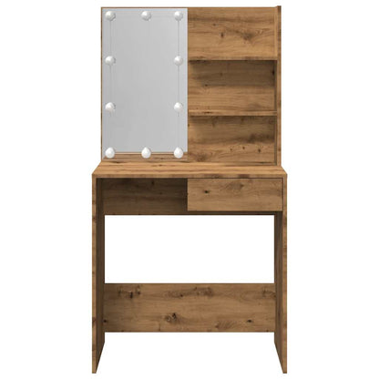 vidaXL Κομοδίνο με LED Artisan Oak 74,5x40x141 cm