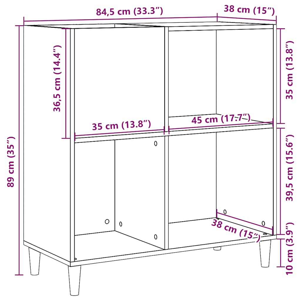 vidaXL Δισκοθήκη τεχνίτης Δρυς 84,5 x 38 x 89εκ από Επεξεργασμένο Ξύλο