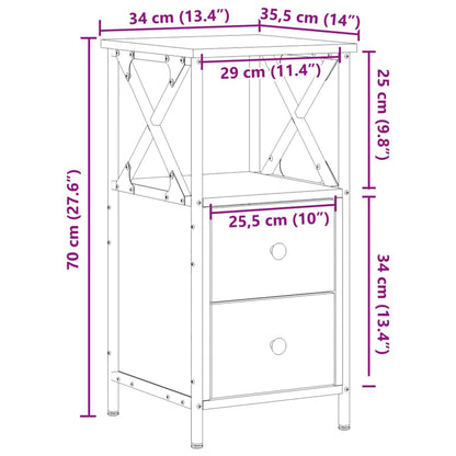 vidaXL Κομοδίνο παλιό ξύλο 34x35,5x70 cm Κατασκευασμένο ξύλο