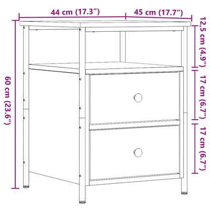 vidaXL Κομοδίνο τεχνίτης Δρυς 44x45x60 εκ. από Επεξεργασμένο Ξύλο