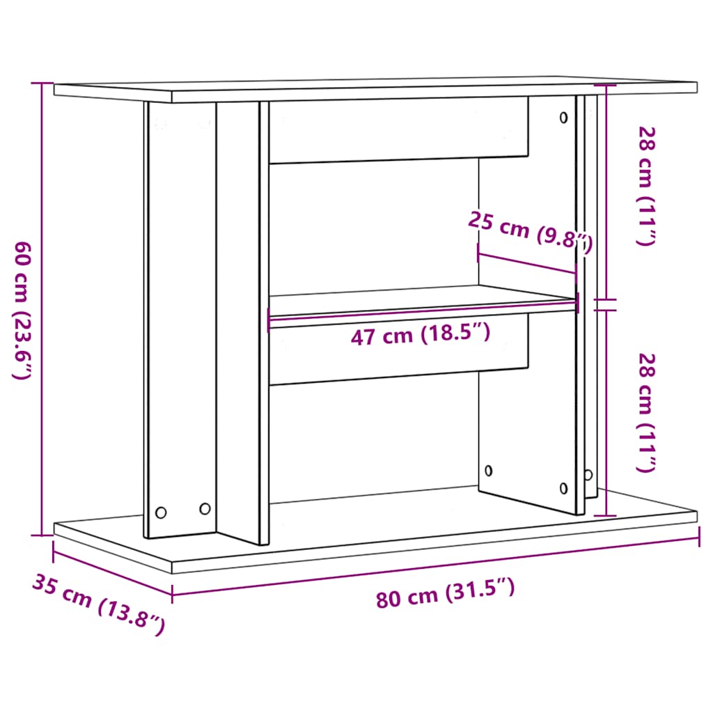 Βάση ενυδρείου vidaXL Artisan Oak 80x35x60 cm Κατασκευασμένο ξύλο