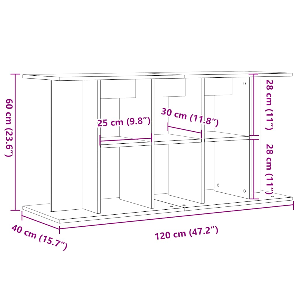 Βάση ενυδρείου vidaXL Artisan Oak 120x40x60 cm Κατασκευασμένο ξύλο