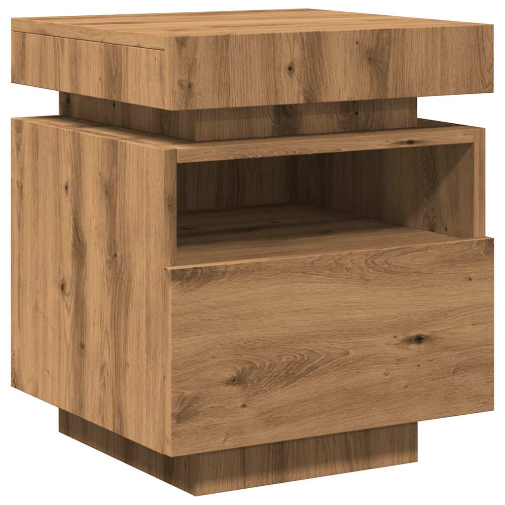 vidaXL Κομοδίνο με φώτα LED Artisan Oak 40x39x48,5 cm