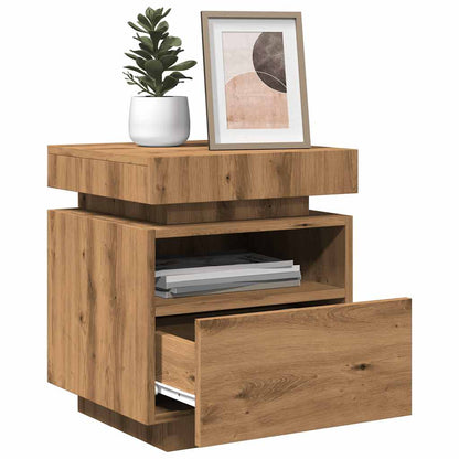 vidaXL Κομοδίνο με φώτα LED Artisan Oak 40x39x48,5 cm