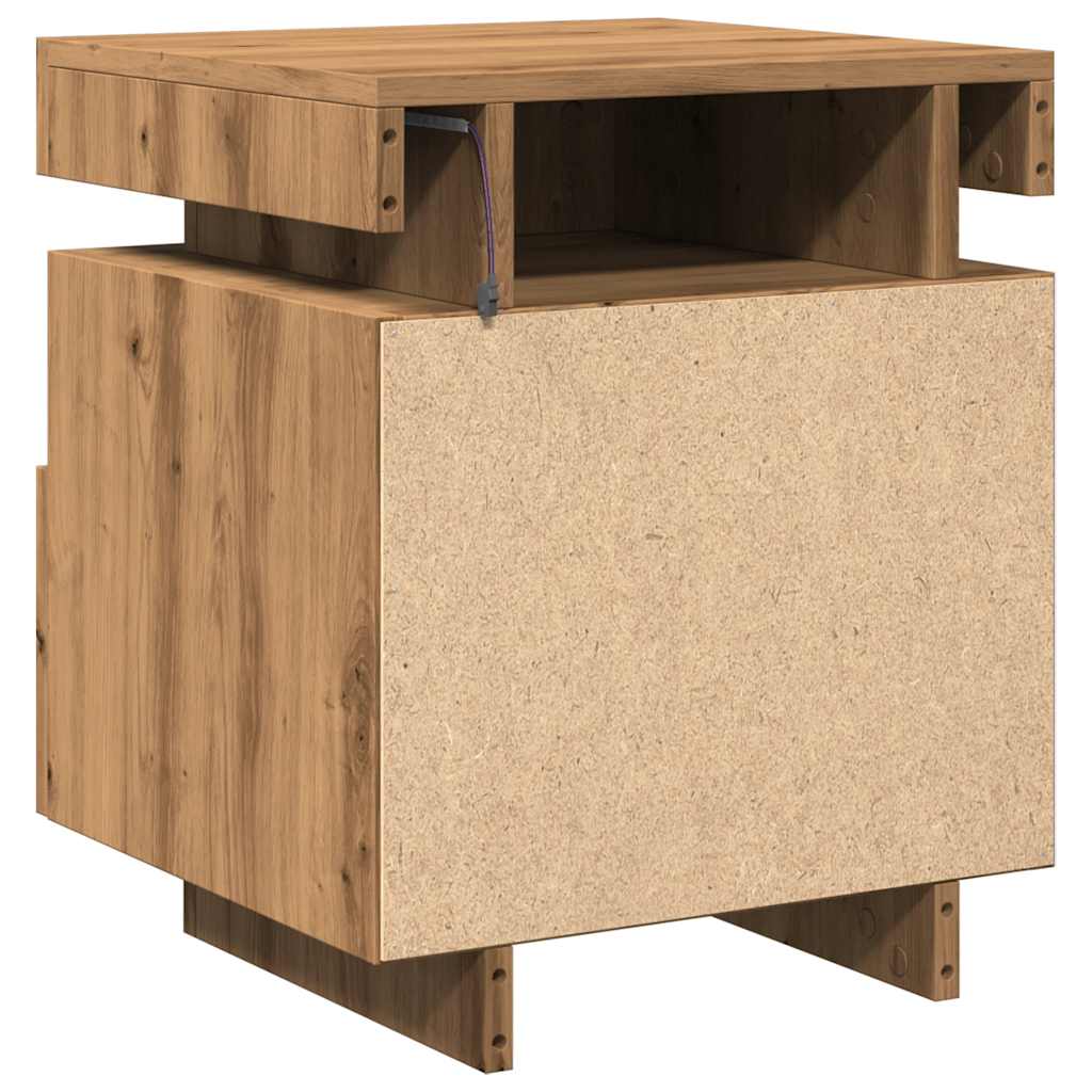 vidaXL Κομοδίνο με φώτα LED Artisan Oak 40x39x48,5 cm