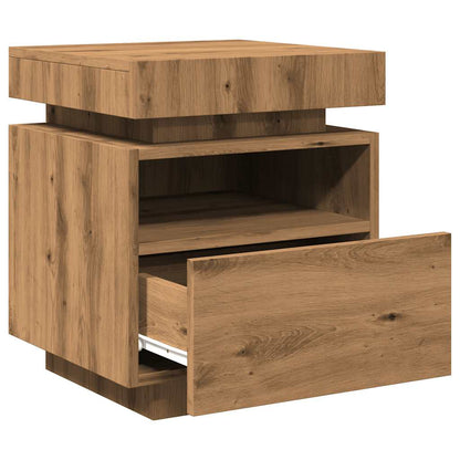 vidaXL Κομοδίνο με φώτα LED Artisan Oak 40x39x48,5 cm