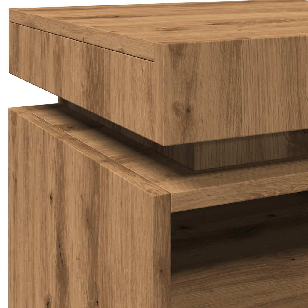 vidaXL Κομοδίνο με φώτα LED Artisan Oak 40x39x48,5 cm