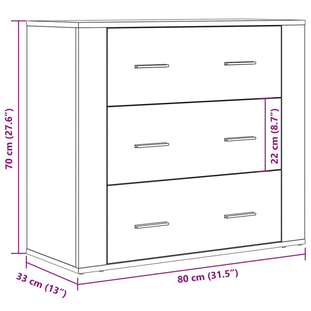 vidaXL Συρταριέρα Όψη Παλαιού Ξύλου 80x33x70 εκ.