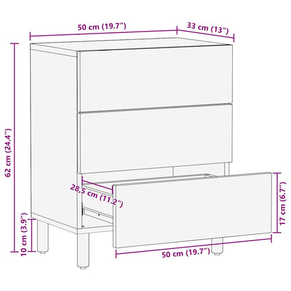 vidaXL Κομοδίνο καφέ 50x33x60 cm μασίφ ξύλο Mango