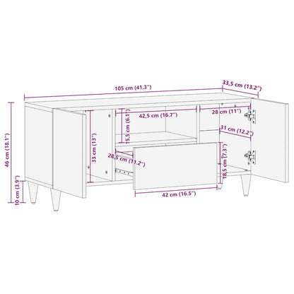 ντουλάπι τηλεόρασης vidaXL ανοιχτό γκρι 105x33,5x46cm μασίφ ξύλο Mango