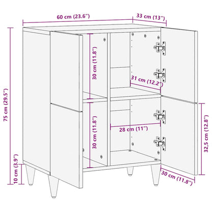 vidaXL Συρταριέρα 60 x 33 x 75 εκ. από Μασίφ Ξύλο Μάνγκο