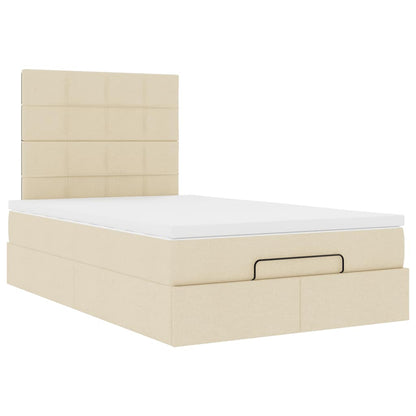 vidaXL Οθωμανικό κρεβάτι με στρώμα Cream 120x190 cm Ύφασμα