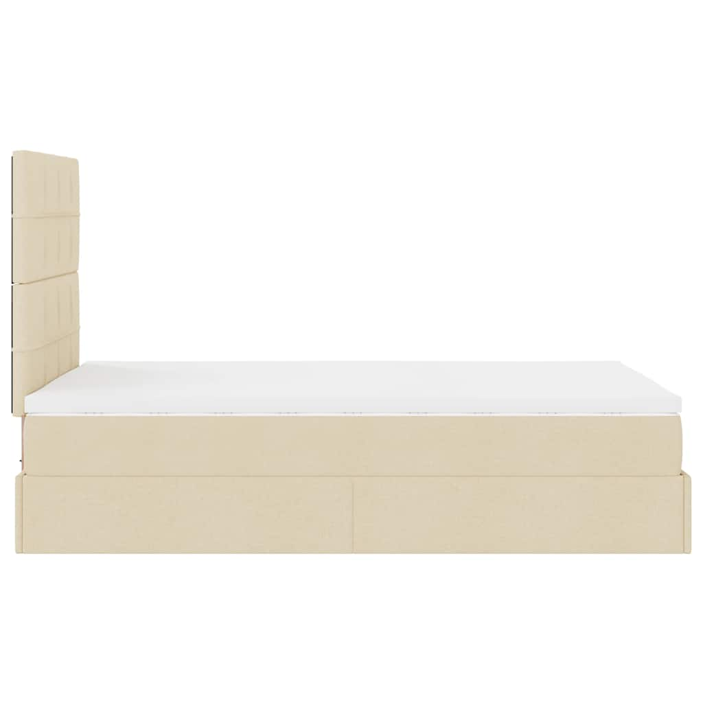 vidaXL Οθωμανικό κρεβάτι με στρώμα Cream 120x190 cm Ύφασμα