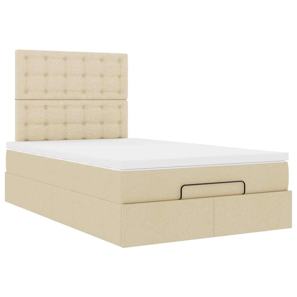 vidaXL Οθωμανικό κρεβάτι με στρώμα Cream 120x190 cm Ύφασμα