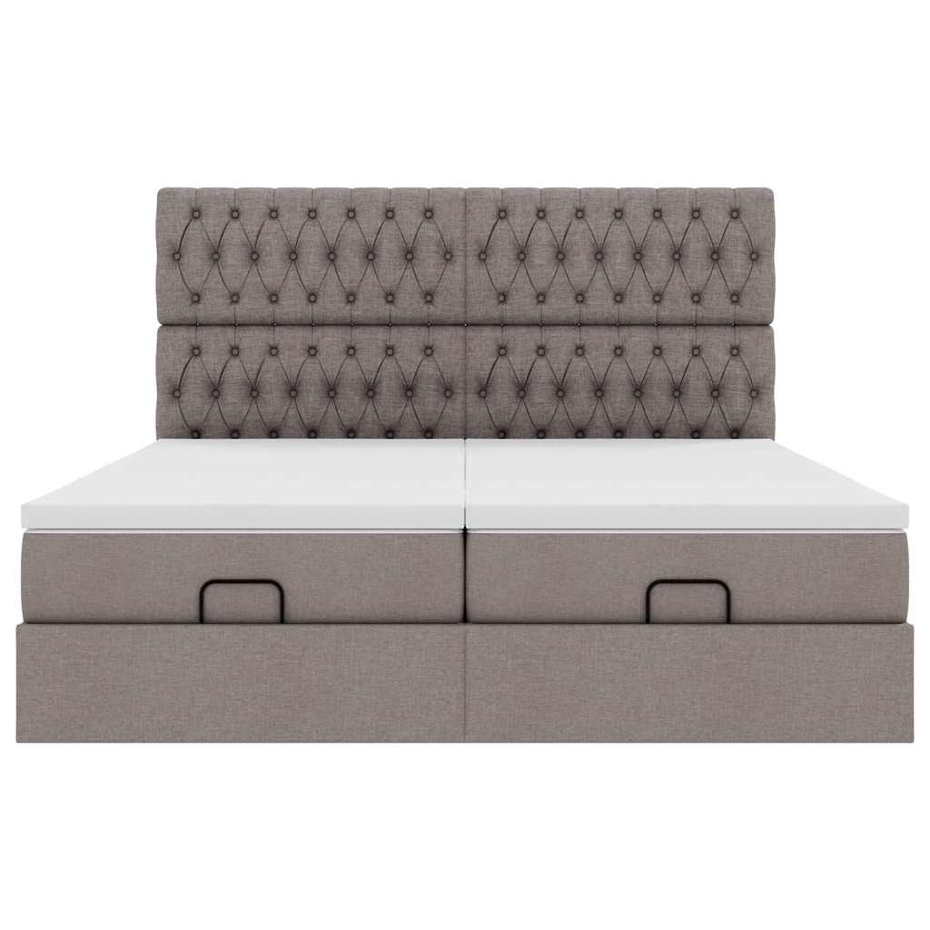 vidaXL Οθωμανικό κρεβάτι με στρώματα Taupe 180x200cm ύφασμα