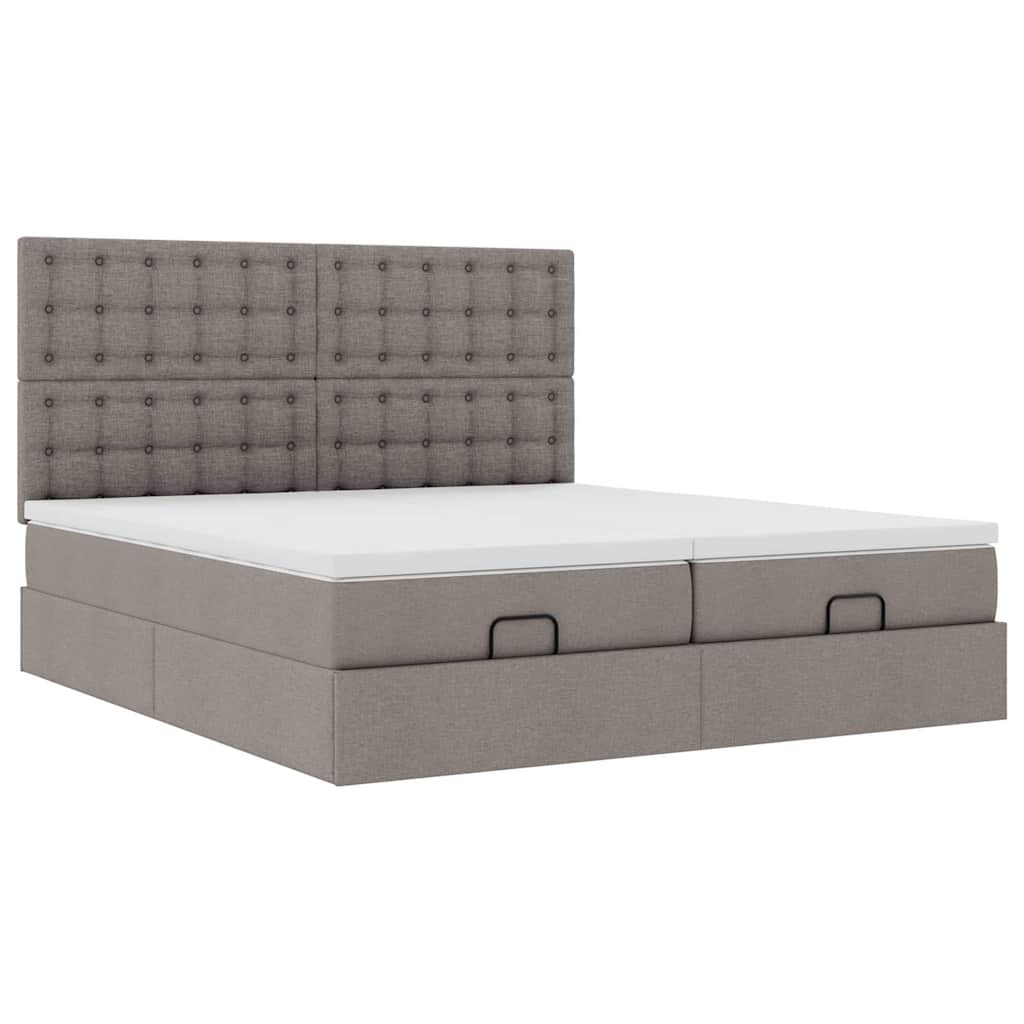 vidaXL Οθωμανικό κρεβάτι με στρώματα Taupe 180x200cm ύφασμα