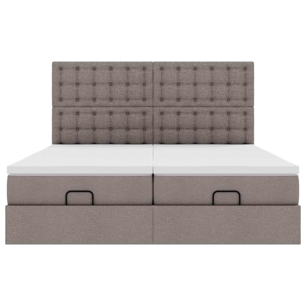 vidaXL Οθωμανικό κρεβάτι με στρώματα Taupe 180x200cm ύφασμα