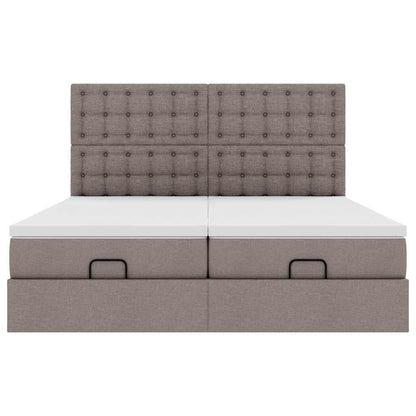 vidaXL Οθωμανικό κρεβάτι με στρώματα Taupe 180x200cm ύφασμα