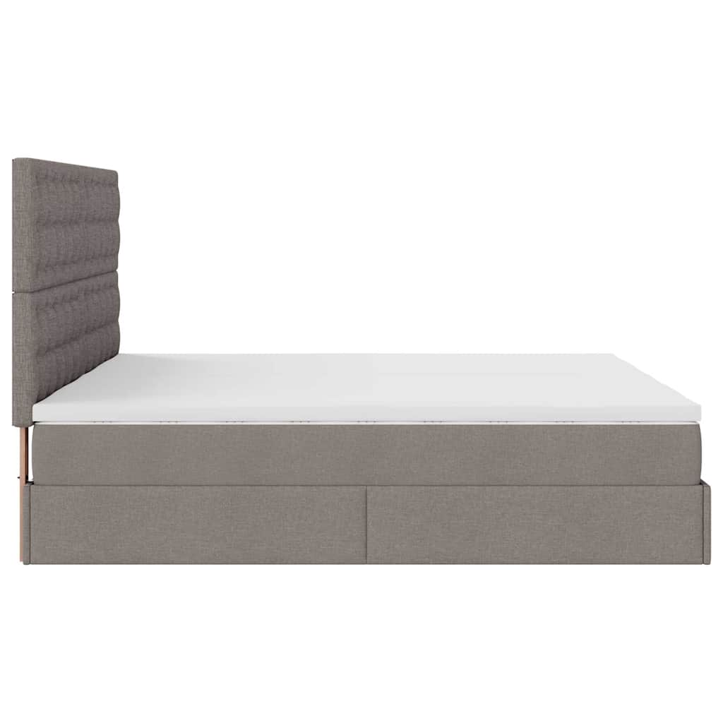 vidaXL Οθωμανικό κρεβάτι με στρώματα Taupe 180x200cm ύφασμα