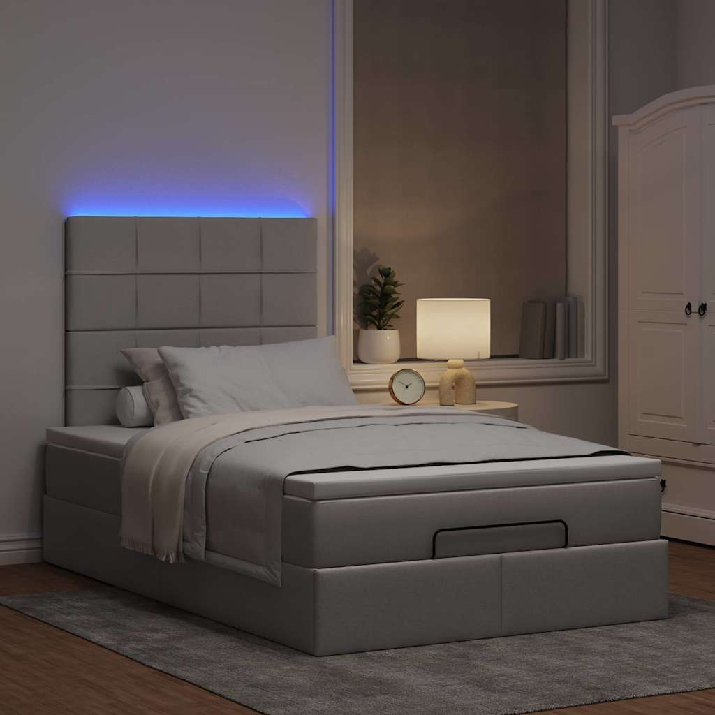 vidaXL Οθωμανικό κρεβάτι με στρώμα & LEDs Taupe 120x190cm ύφασμα