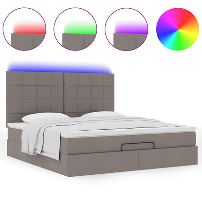 vidaXL Οθωμανικό κρεβάτι με στρώμα & LEDs Taupe 160x200cm ύφασμα